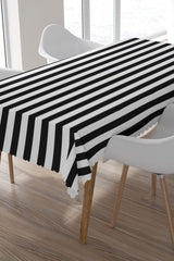 Vertical Black and White Striped Patterned Tablecloth - Swordslife