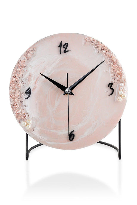 Diverso Rosa Stone Decorative Table Clock19 X 19cm With Silent Mechanism - Swordslife