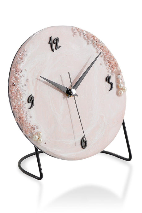 Diverso Rosa Stone Decorative Table Clock19 X 19cm With Silent Mechanism - Swordslife