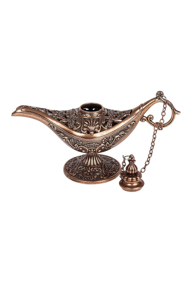 Dmt Gaziantep Copper Steamer-incense Holder Magic Lamp Alaattin Height 12 Cm - Swordslife