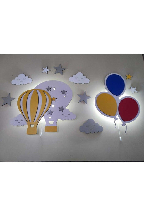 Dorahome Set Balloon Rain Model Wooden Night Light With Led - Swordslife