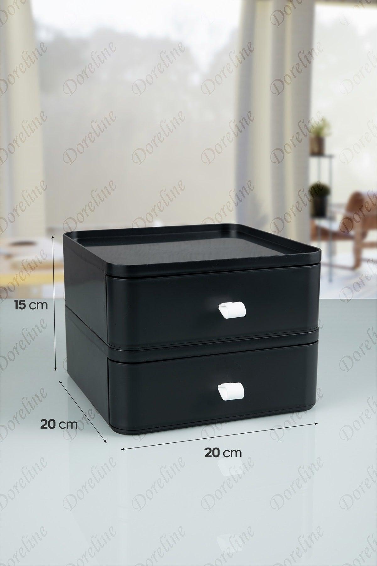 Dorebox 2-Set Jewelry, Makeup and Cosmetic Organizer Drawer (black), Office Desk Organizer - Swordslife