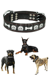 Double Layer Leather Dog Collar Doberman