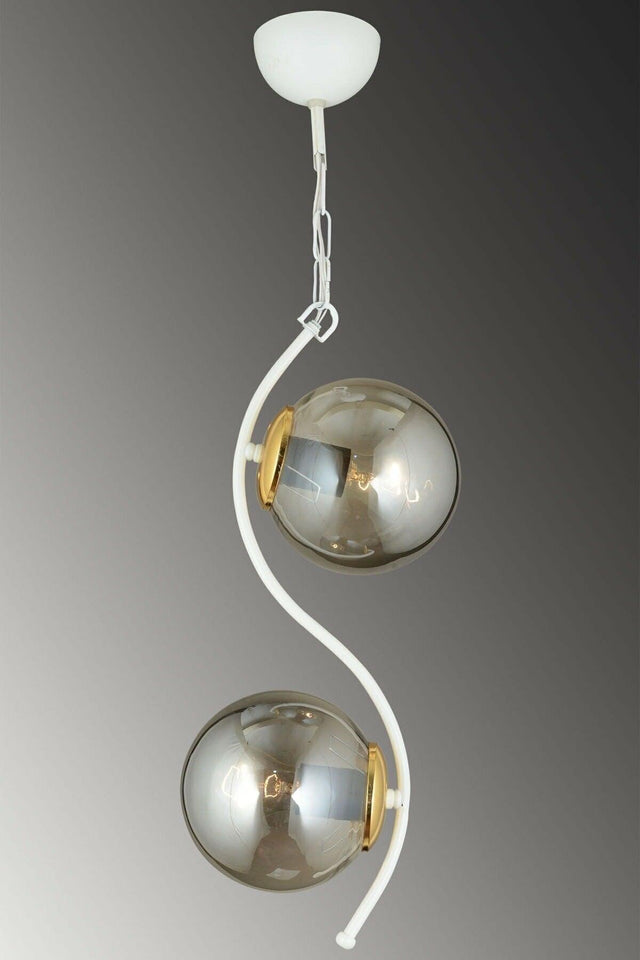 Double Modern Globe Glass Folded Model White Pendant Chandelier - Swordslife