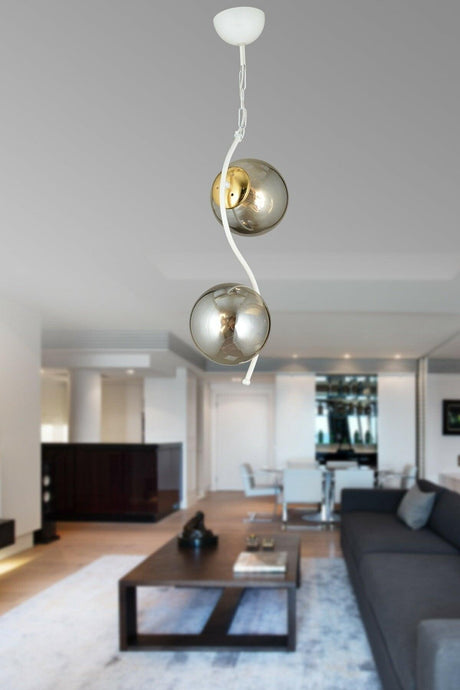 Double Modern Globe Glass Folded Model White Pendant Chandelier - Swordslife