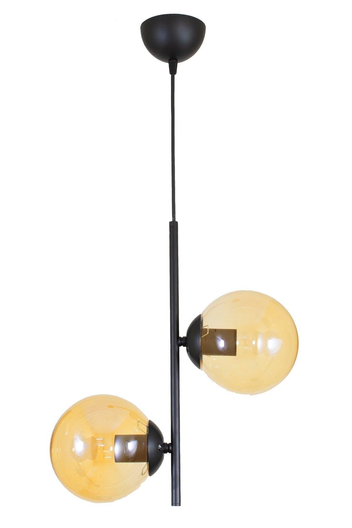 Double Modern Honey Globe Glass Black Chandelier - Swordslife