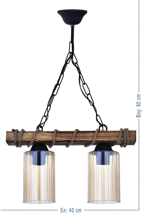 Double Wooden Rope Modern Chandelier