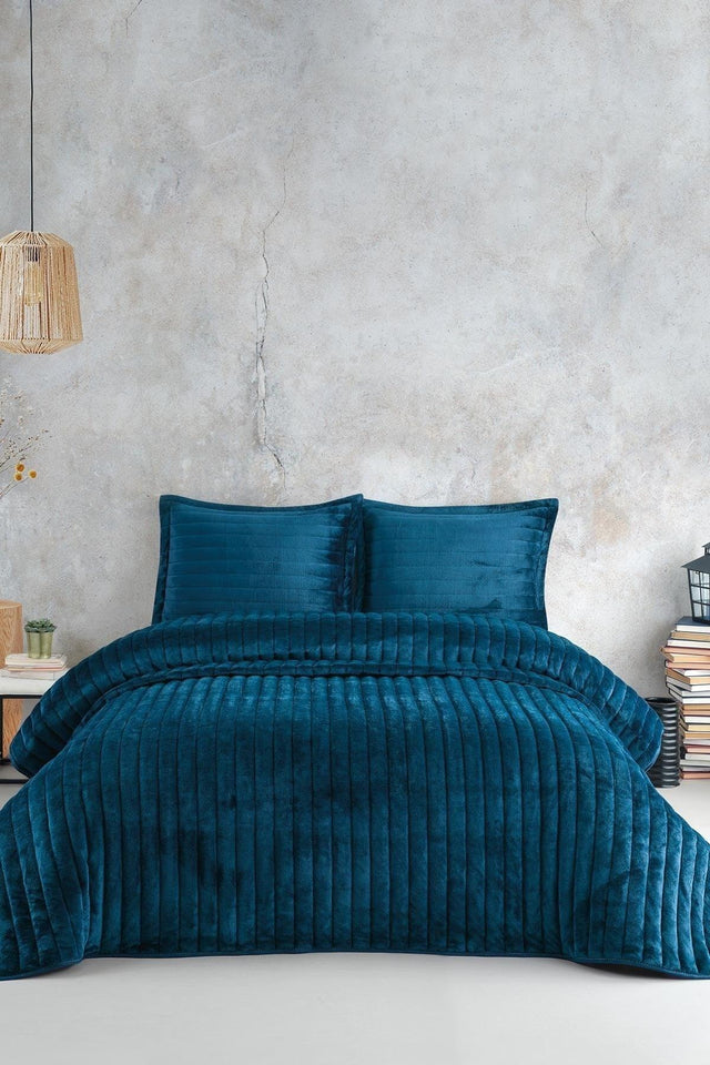 Doux Indigo Double Bedspread Set - Swordslife