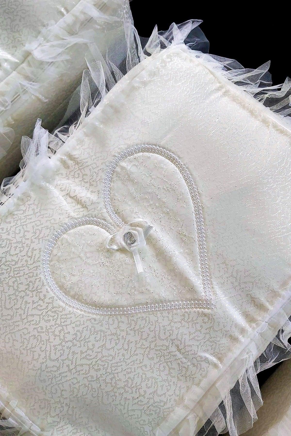 Dowry Heart Shaped Patterned Fabric Cream 3 Pack, Engagement Bride Groom Hurcu 3 Pack - Swordslife