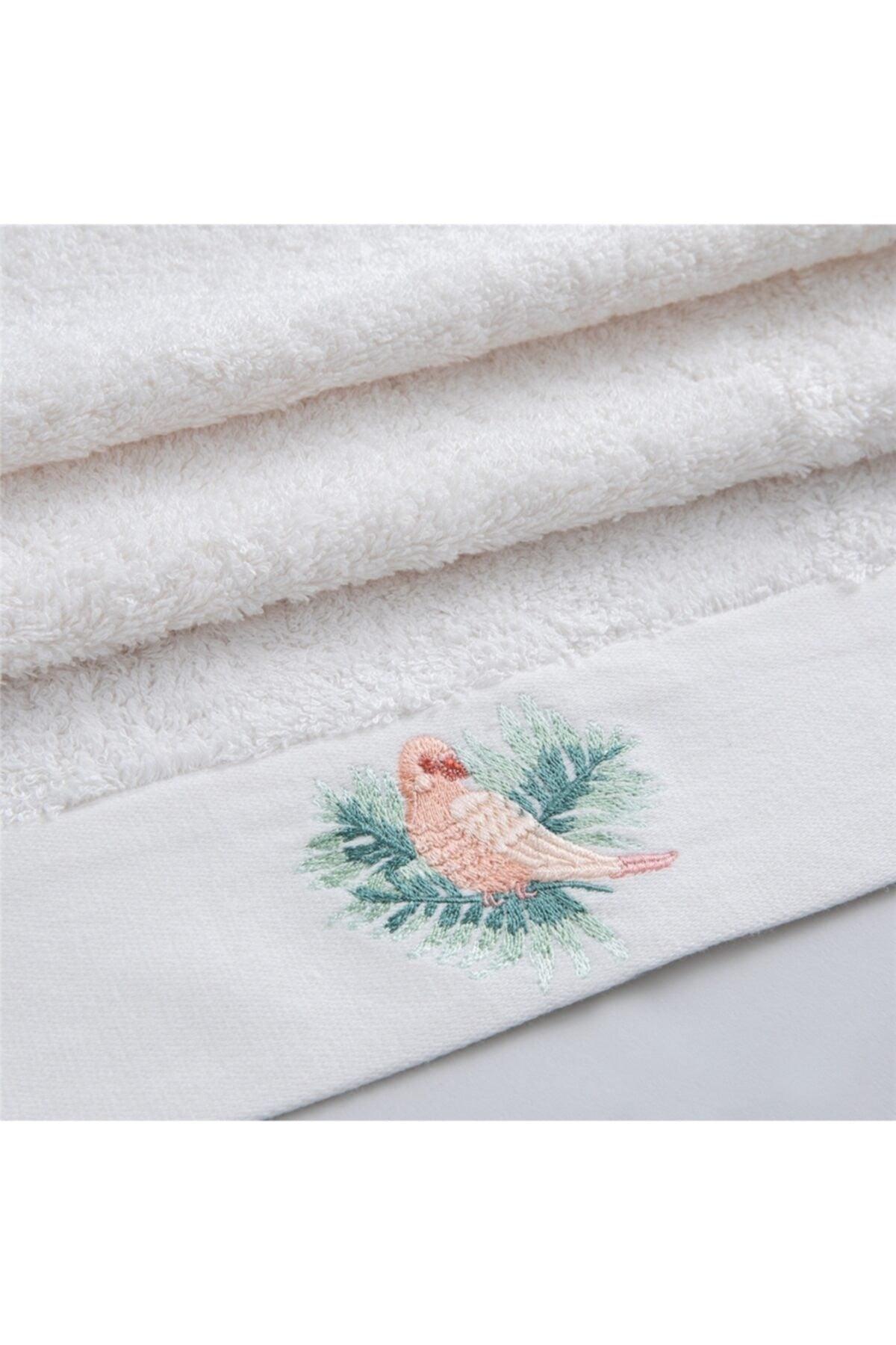 Drago Embroidered Face Towel 50x90 Cm Ecru