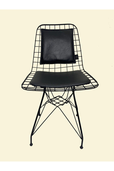 Wire Chair Back Cushion Black Leather(CHAIR