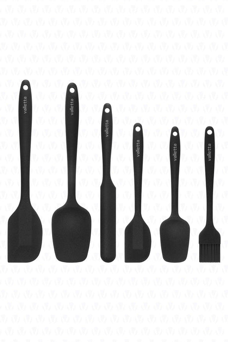 Drongo Heat Resistant Fireproof Non-Stick Silicone Spatula Set 6 Pieces Black - Swordslife