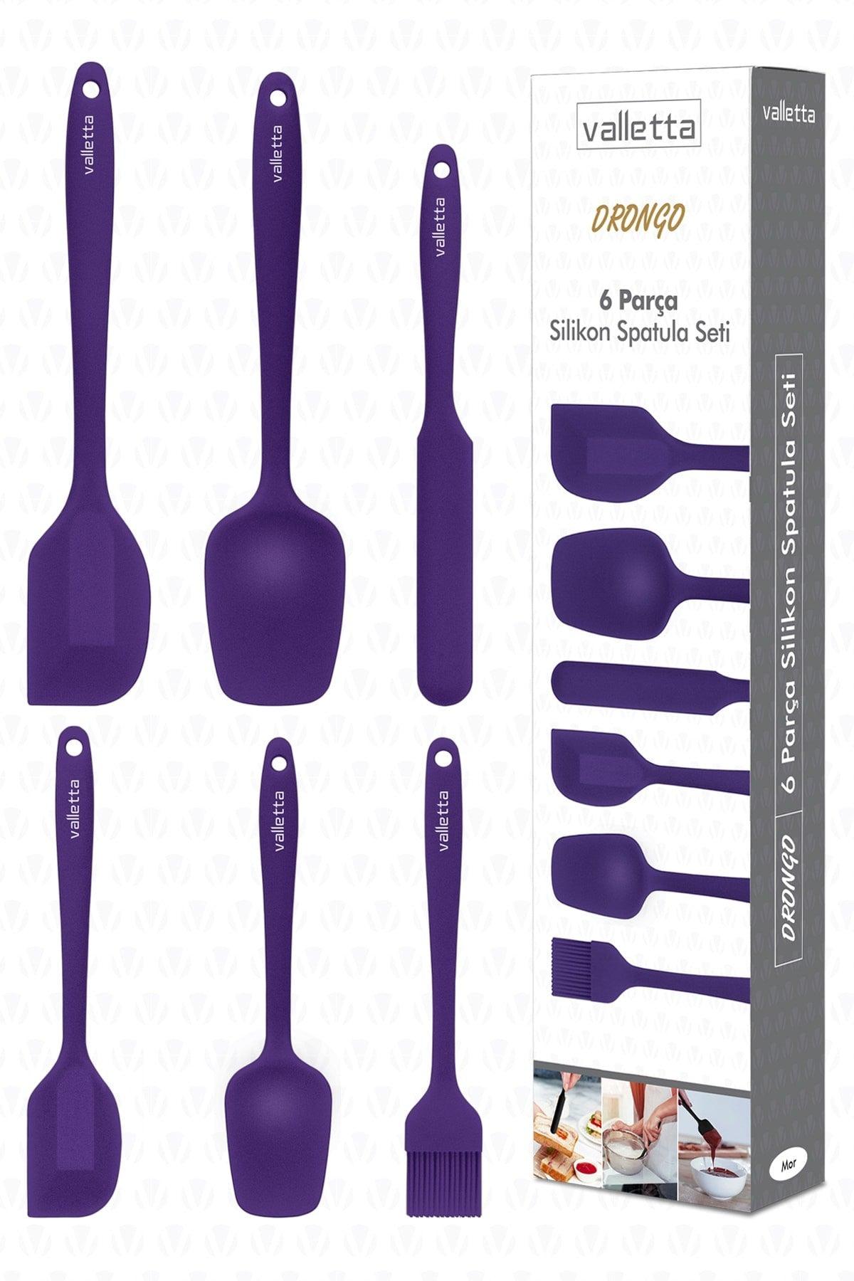 Drongo Heat Resistant Fireproof Non-Stick Silicone Spatula Set 6 Pieces Purple - Swordslife