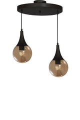 Drop 2 Black Round Honey Glass Pendant Lamp Chandelier - Swordslife