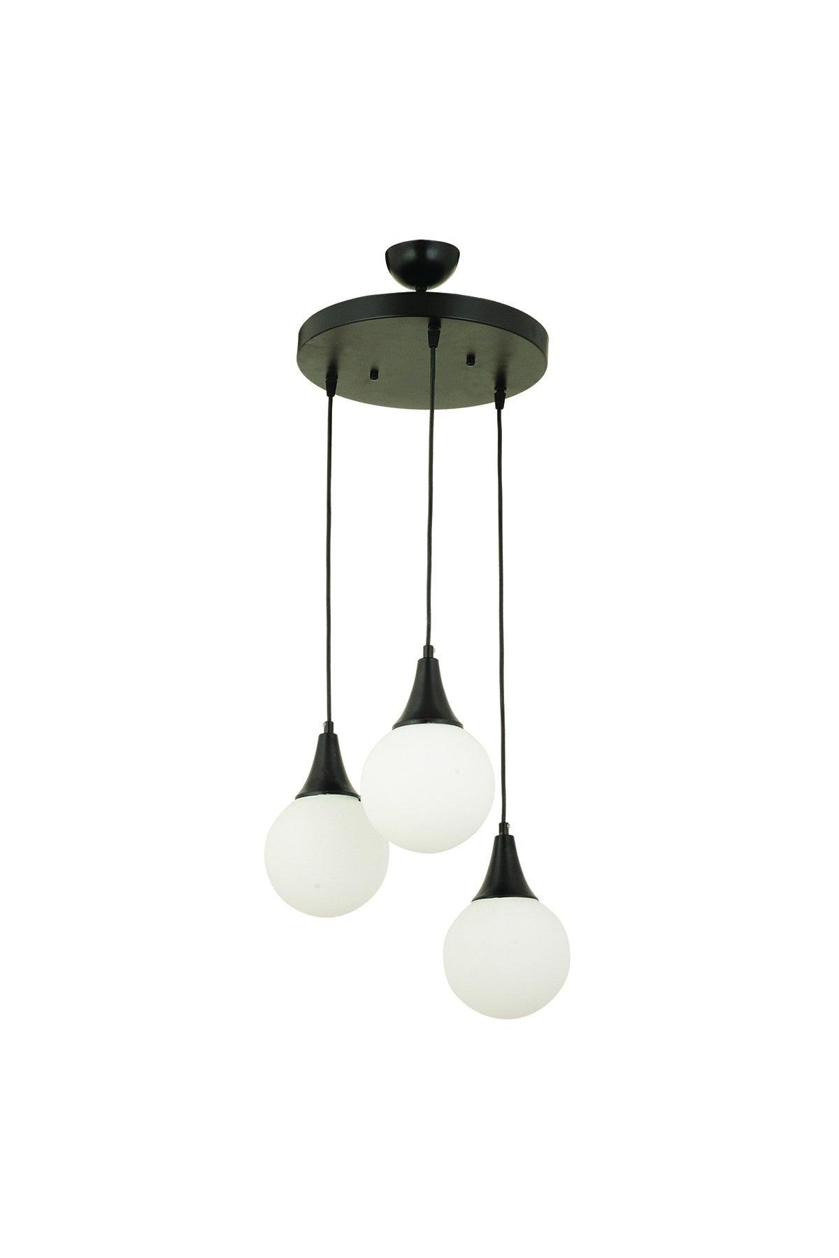 Damla 3 Pcs Round Black White Glass Pendant Lamp Modern Young Room Kitchen Living Room Chandelier - Swordslife