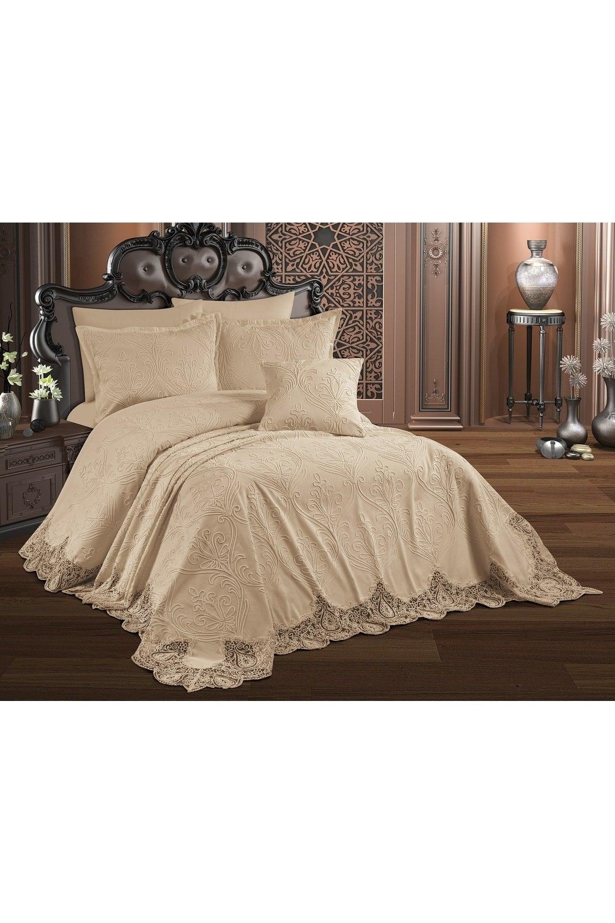 Duru 6 Pieces Cappuccino Double Bedspread ( Sheet + Bed Cover + Pillow ) - Swordslife