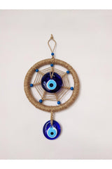 Wall Decoration, New Season, Spider Web Mesh Rope Model 13x13 Cm Glass Evil Eye Beads Wall Ornament - Swordslife