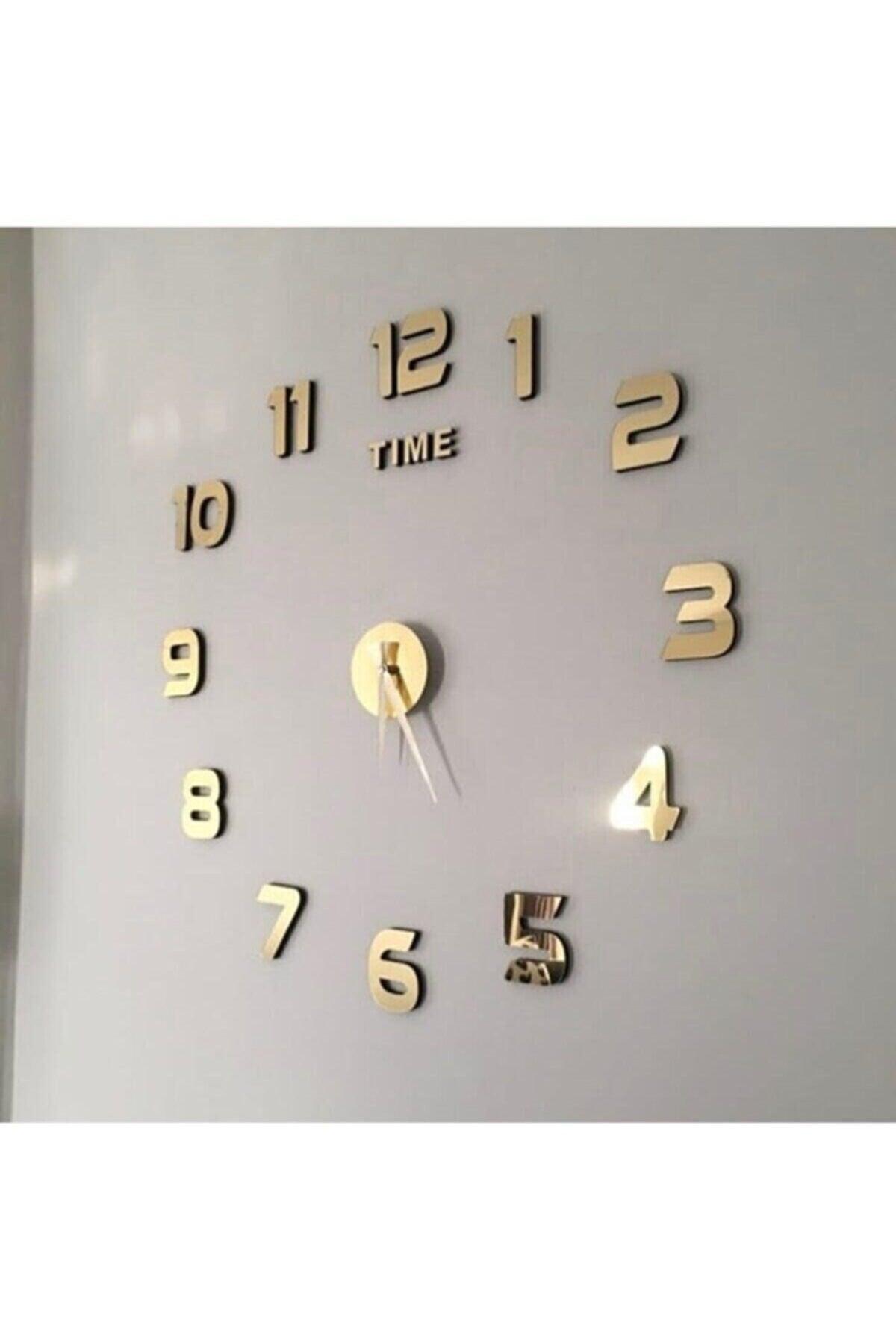 Wall Clock Large 3d Turkish Numeral Gold-gold - Swordslife