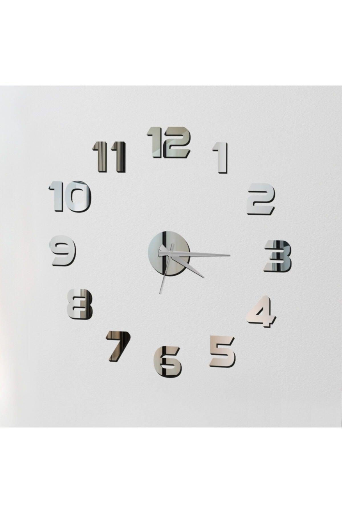 Wall Clock Large 3d Turkish Numeral Silver-silver - Swordslife