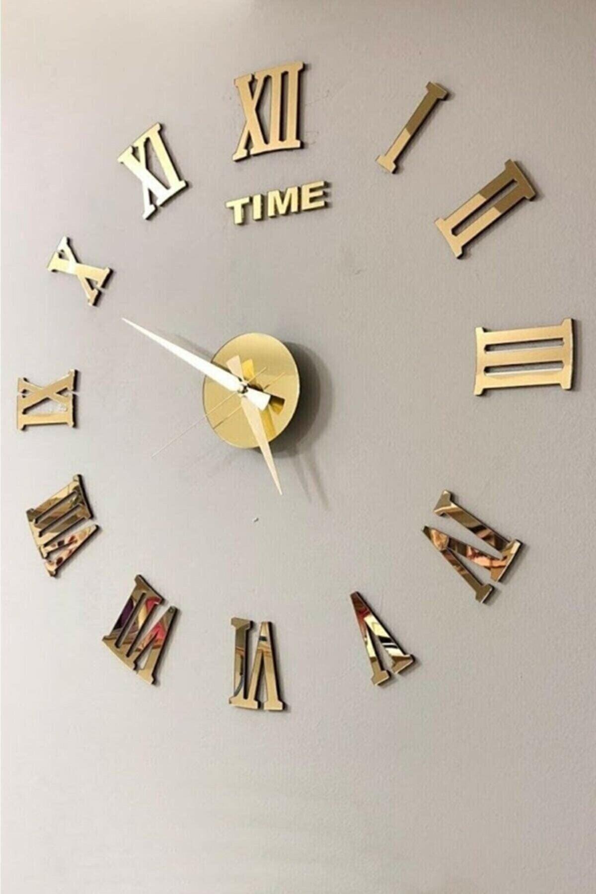 Wall Clock Large Size 3d Roman Numeral Wall Clock In Gold - Swordslife