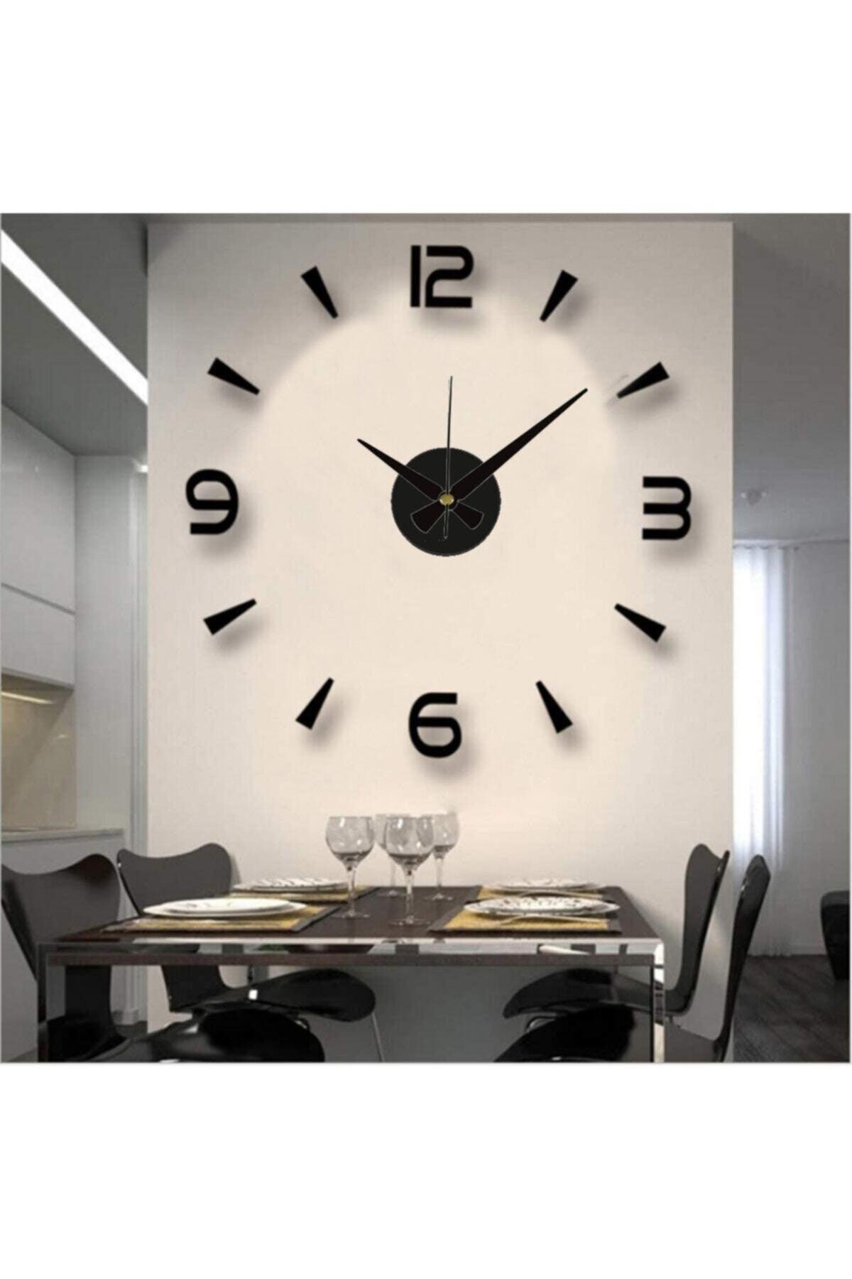 Wall Clock Large Size 3d Turkish Numeral Wall Clock In Black - Swordslife