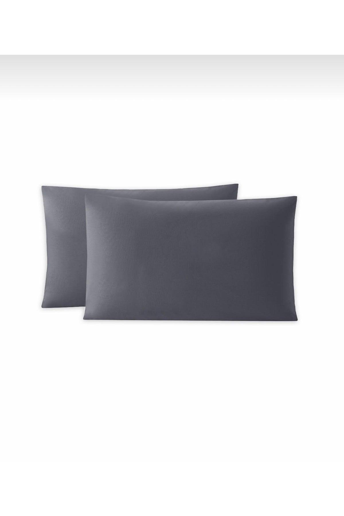 Plain Cotton 2-Pack Pillowcase 50x70 Cm Anthracite - Swordslife