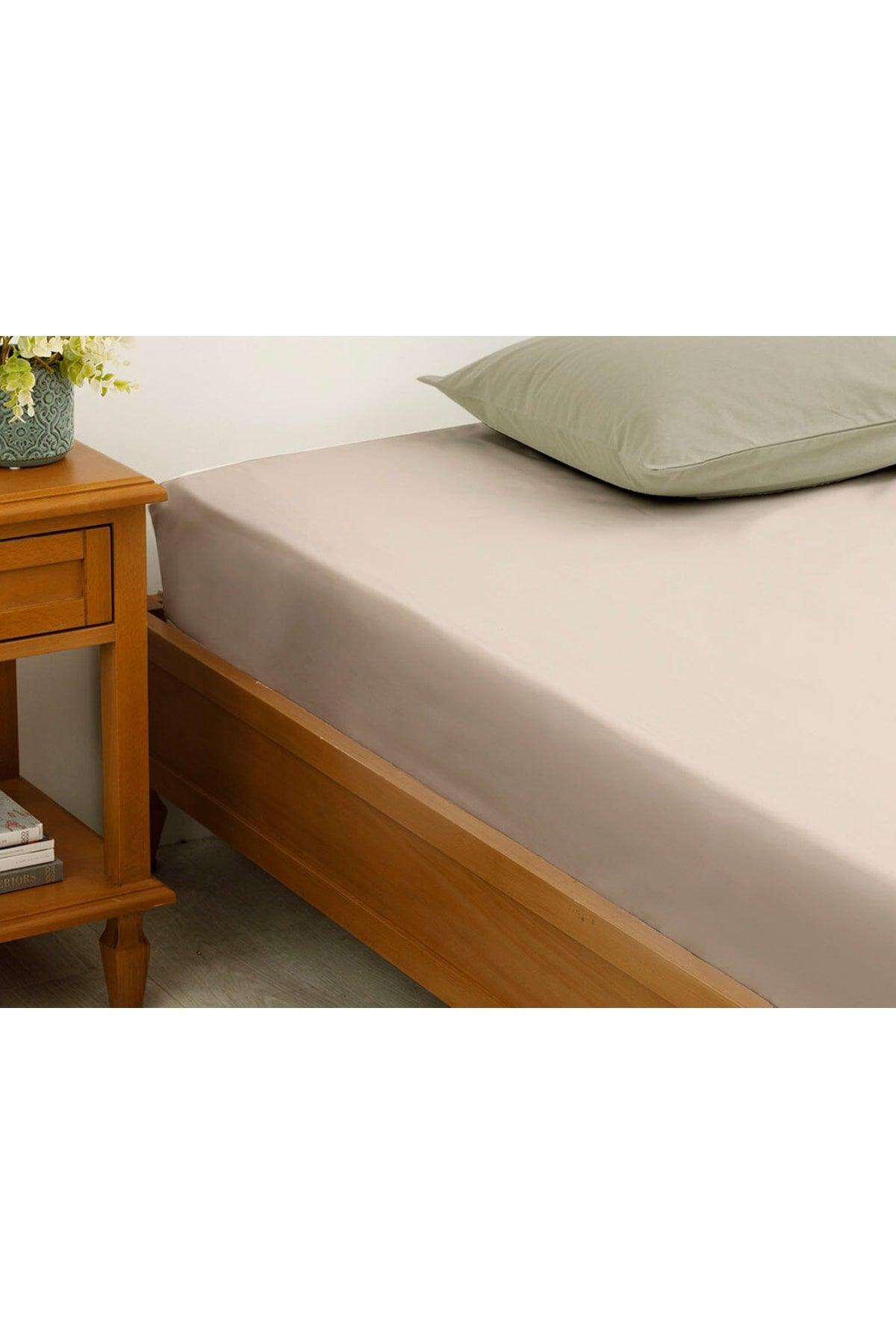 Plain Cotton King Size Elastic Bed Sheet Coffee Foam - Swordslife