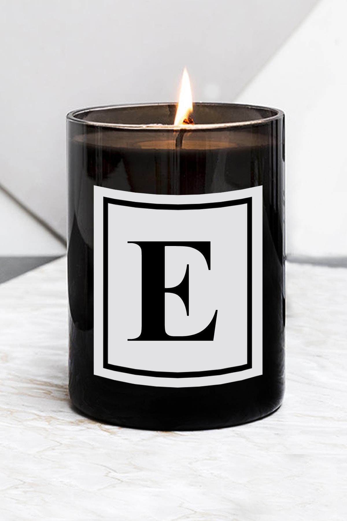 Letter E Big Size Black Glass Candle - Swordslife