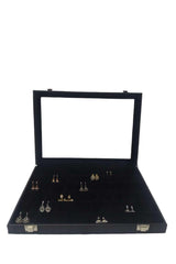 Earring Box Black Alcantara Suede