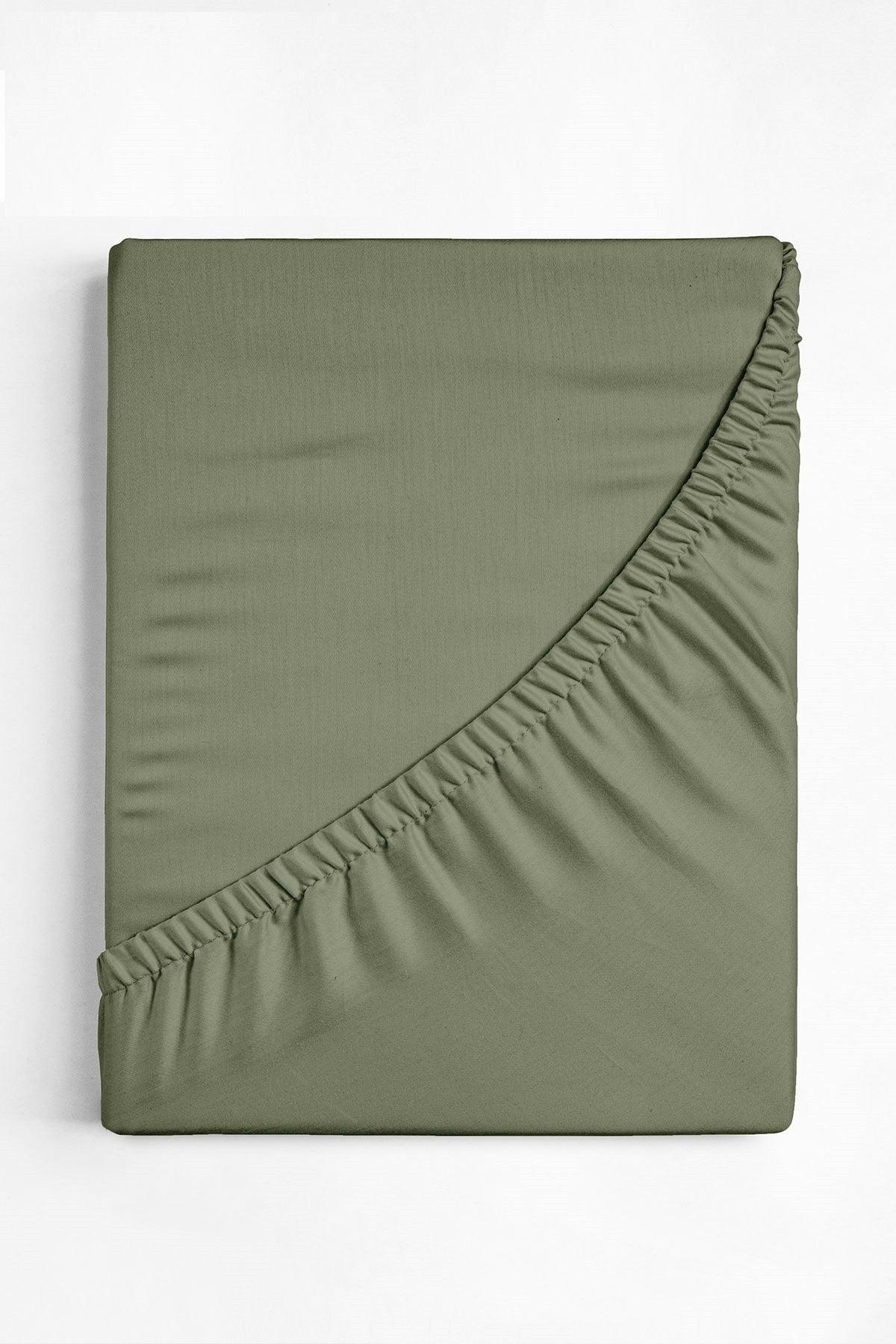 Khaki Double Cotton Elastic Bed Sheet