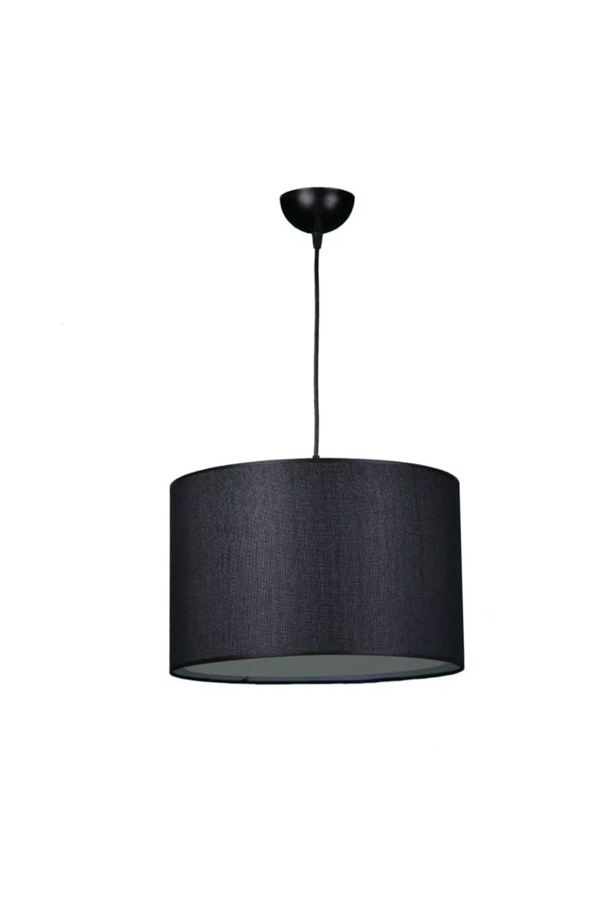 Ekol Modern Black Fabric Lampshade 25 Single Pendant Lamp Chandelier - Swordslife