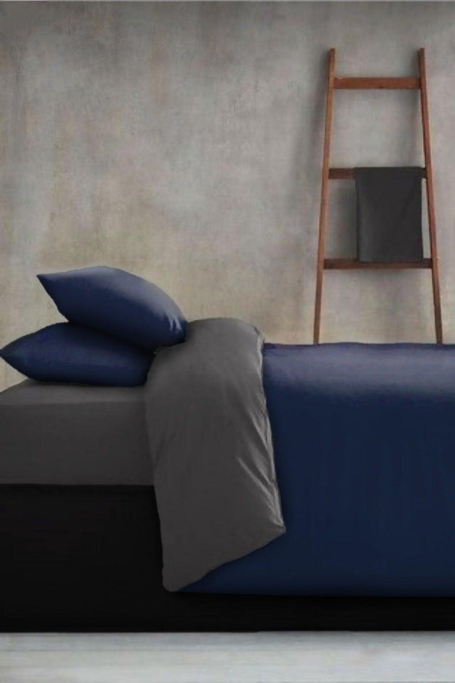 Single Duvet Cover Set Navy BlueGray