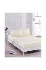 Ecru Fitted Elastic Fabric Bed Sheet with Pillow Case Bed Sheet - Swordslife