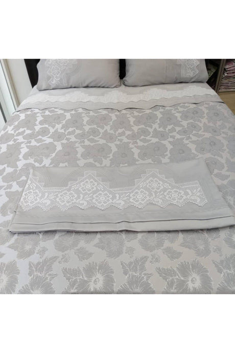 Handmade Lace Pique Set with Lace on the Bed Sheet - Silver Gray - Swordslife