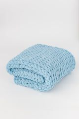 Handmade Twisted Pattern Puffy Baby Blanket 90 cm X 90 cm Azur Blue - Swordslife