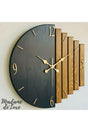 Handmade Natural Solid Wood Wall Clock 40x40cm Anthracite And Walnut - Swordslife