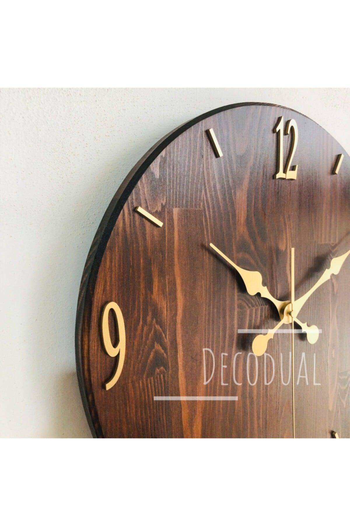 Handmade Solid Wood Wall Clock 40cm Diameter Nut Color - Swordslife