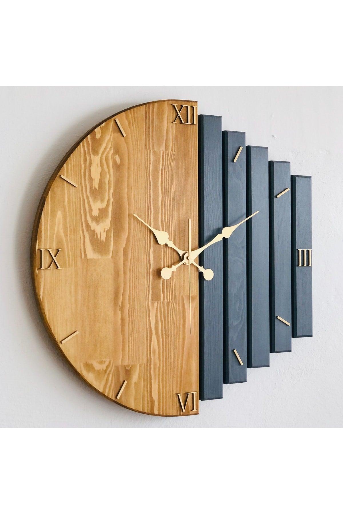 Handmade Solid Wood Wall Clock 40x40 cm Tobacco and Smoked - Swordslife