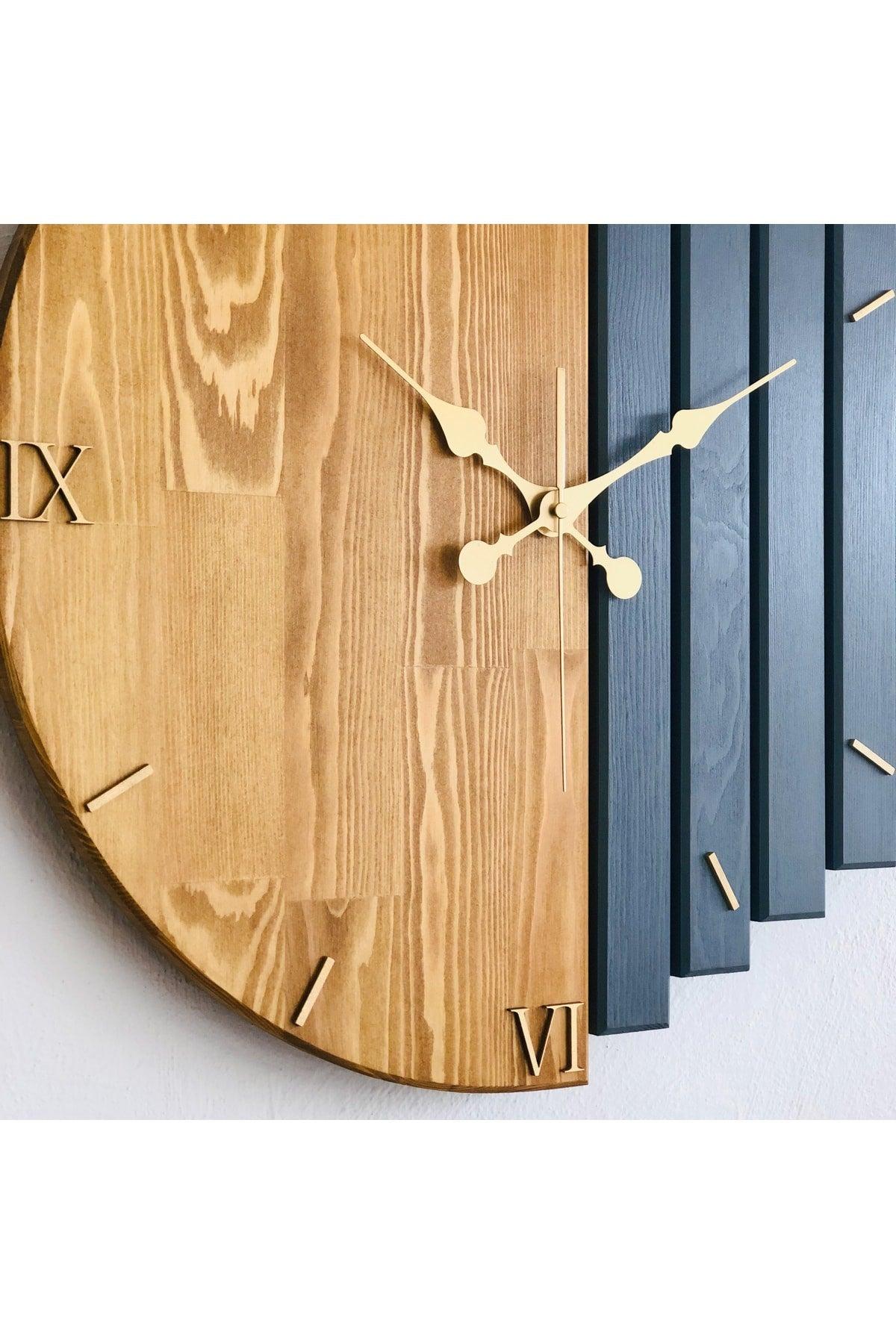 Handmade Solid Wood Wall Clock 40x40 cm Tobacco and Smoked - Swordslife