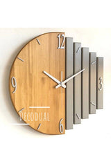 Handmade Solid Wood Wall Clock 40x40cm Tobacco And Mink Gray - Swordslife