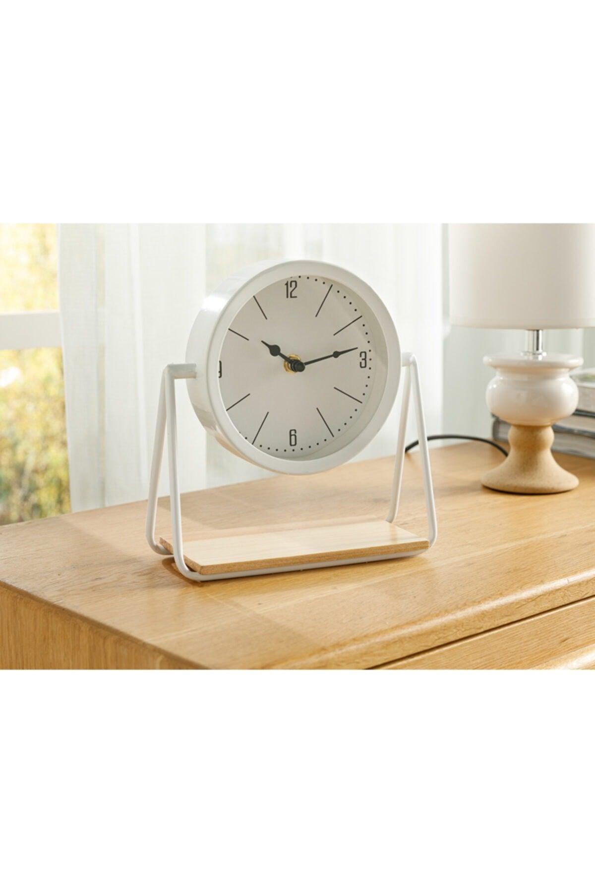 Elegance Metal Desk Clock 20x21x9cm White - Swordslife