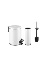 Elite 2 Pcs Bathroom Set White (3 Lt. Trash Can + Toilet Brush) - Swordslife