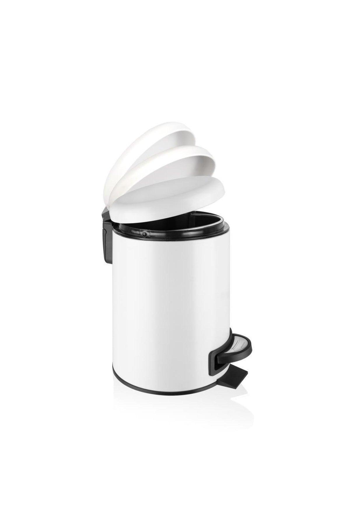 Elite 2 Pcs Bathroom Set White (3 Lt. Trash Can + Toilet Brush) - Swordslife