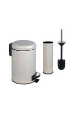 Elite Double Bathroom Set Beige 3 lt Trash Can Toilet Brush - Swordslife