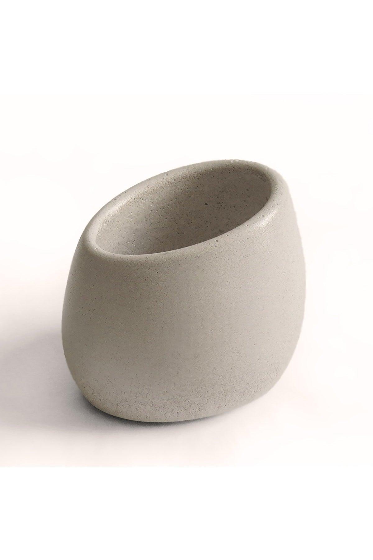 Elliptical Concrete Toothbrush Holder - White - Swordslife