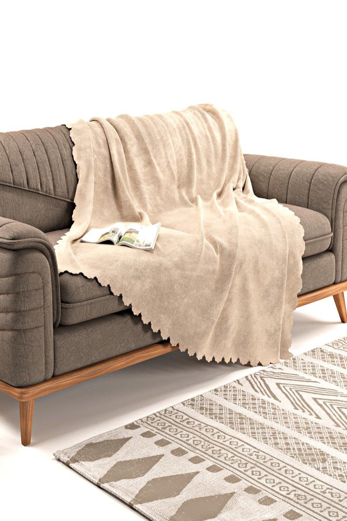 Else Beige Double Sided Non-Slip Chenille Single Sofa Cover Throw 12 Colors - Swordslife