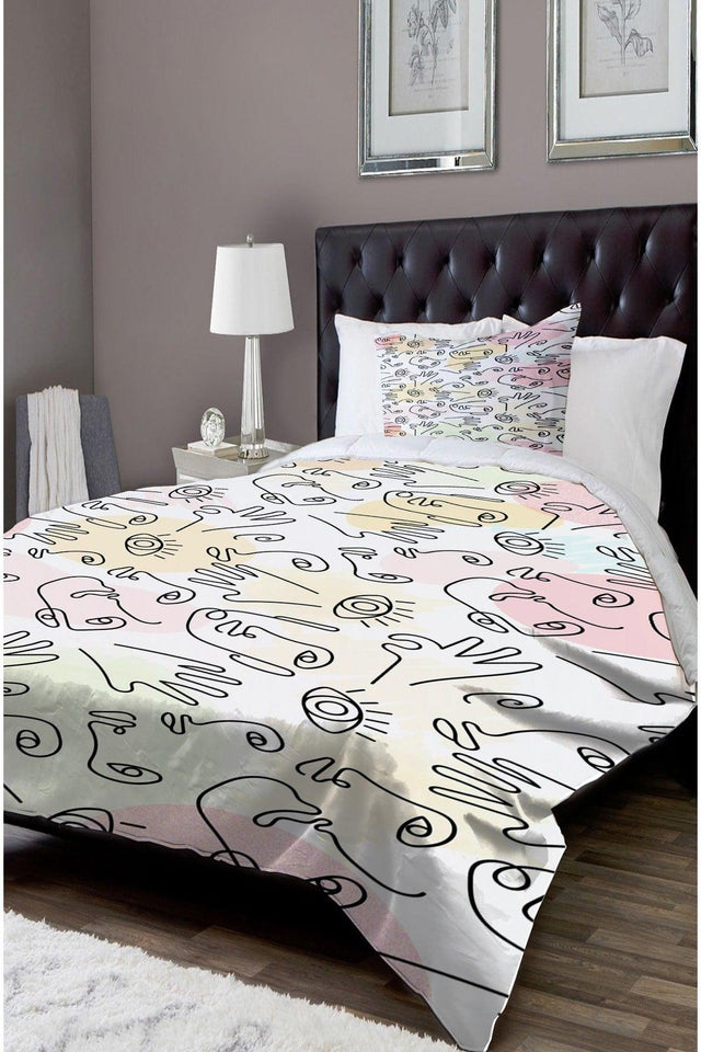 Else Patterned Single Bed Linen Duvet Cover Set Nyds-5 - Swordslife