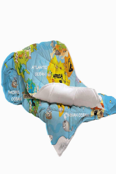 Else Adventurer Blue World Map 3d Patterned Single Child Duvet Bedding Set - Swordslife