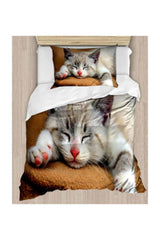 Else Cute Cat 3d Patterned Single Duvet Cover Set - Swordslife