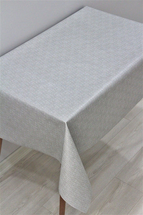 Fiber Lined Removable Pvc Oilcloth Table Cloth - Gray Linen - Swordslife